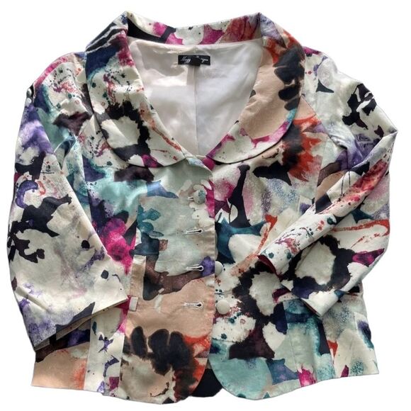 Maggie Boutique Crop Jacket - Size 6P - 3/4 Sleeve - Colorful - EUC - Picture 2 of 7